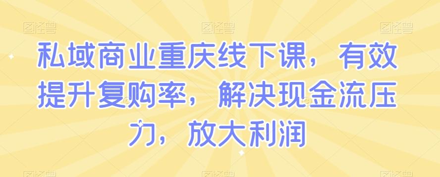 私域商业重庆线下课，有效提升复购率，解决现金流压力，放大利润-豪讯资源网