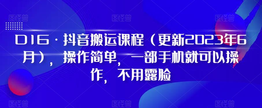 D1G·抖音搬运课程（更新2024年01月），操作简单，一部手机就可以操作，不用露脸-豪讯资源网