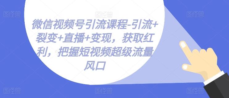微信视频号引流课程-引流+裂变+直播+变现，获取红利，把握短视频超级流量风口-豪讯资源网