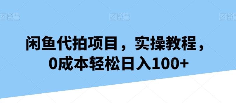 闲鱼代拍项目，实操教程，0成本轻松日入100+-豪讯资源网