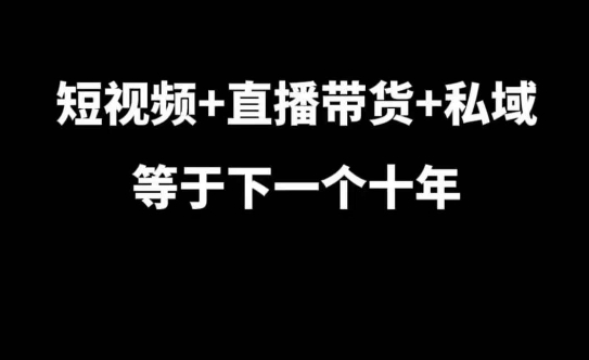 短视频+直播带货+私域等于下一个十年，大佬7年实战经验总结-豪讯资源网