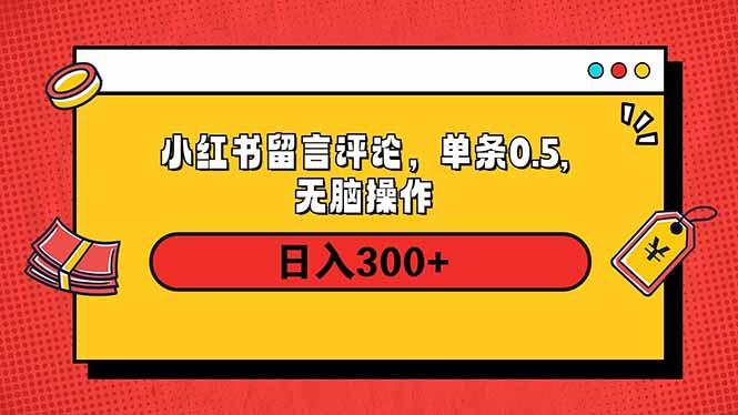 小红书评论单条0.5元，日入300＋，无上限，详细操作流程-豪讯资源网