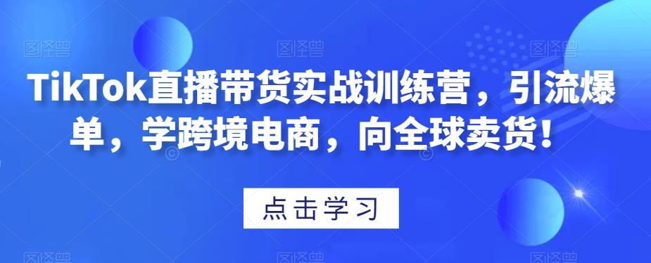 TikTok直播带货实战训练营，引流爆单，学跨境电商，向全球卖货！-豪讯资源网