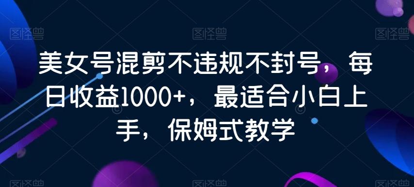 美女号混剪不违规不封号，每日收益1000+，最适合小白上手，保姆式教学-豪讯资源网