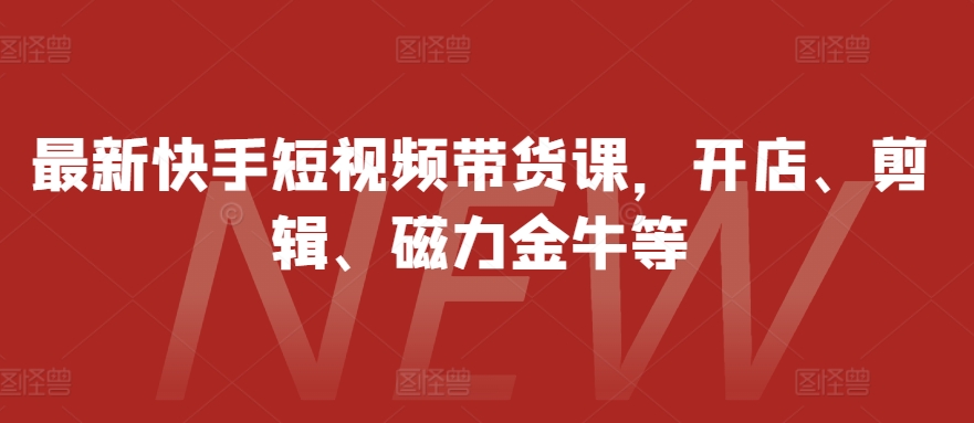 最新快手短视频带货课，开店、剪辑、磁力金牛等-豪讯资源网