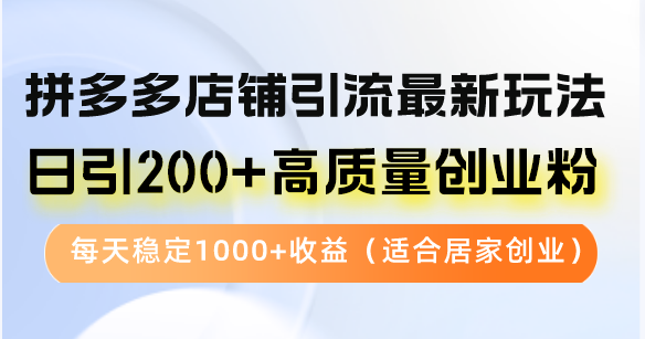 拼多多店铺引流最新玩法，日引200+高质量创业粉，每天稳定1000+收益(...-豪讯资源网