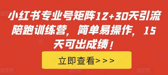 小红书专业号矩阵12+30天引流陪跑训练营，简单易操作，15天可出成绩!-豪讯资源网