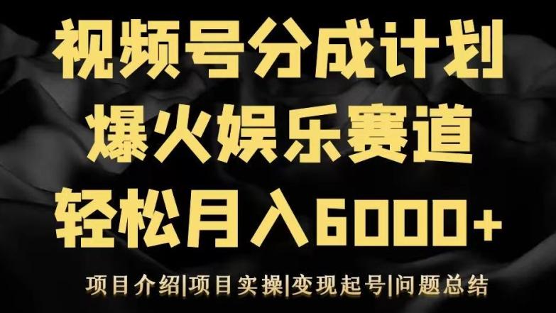 视频号创作分成计划之娱乐赛道轻松日入500+-豪讯资源网