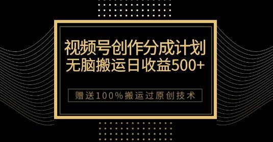 最新视频号创作分成计划，无脑搬运一天收益500+，100%搬运过原创技巧【揭秘】-豪讯资源网