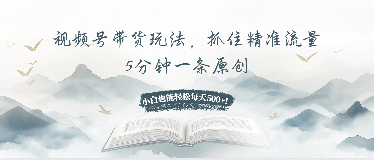 视频号带货玩法，抓住精准流量，5分钟一条原创，小白也能轻松每天500+！-豪讯资源网