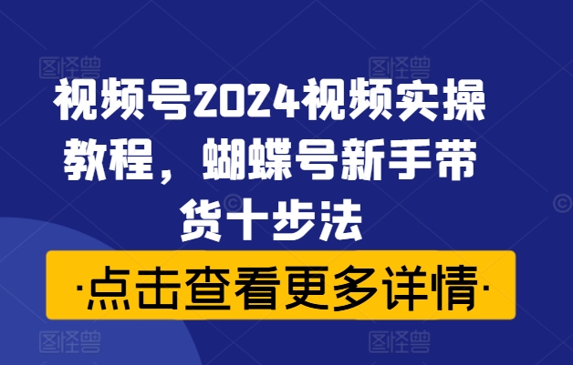 视频号2024视频实操教程，蝴蝶号新手带货十步法-豪讯资源网