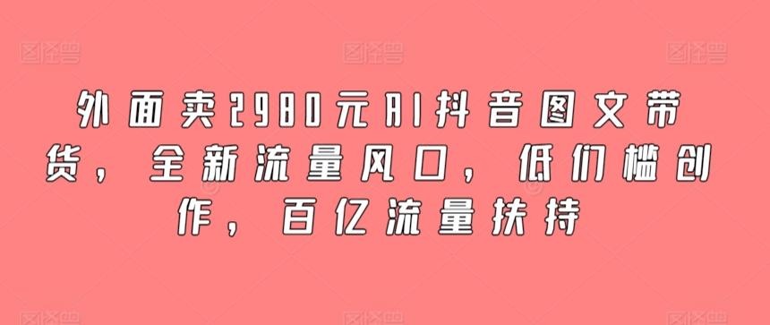 外面卖2980元AI抖音图文带货，全新流量风口，低们槛创作，百亿流量扶持-豪讯资源网