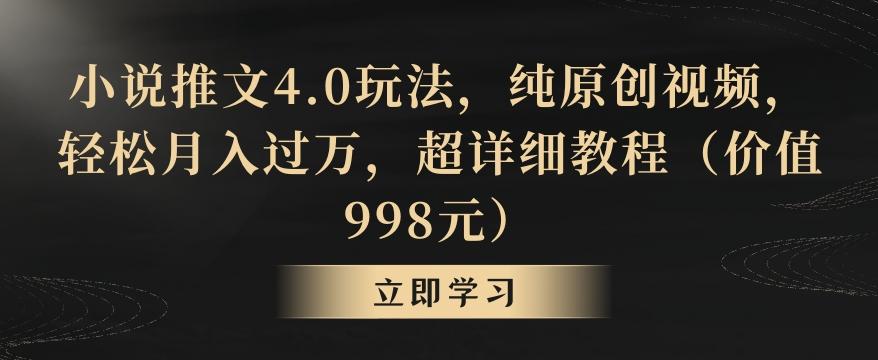 小说推文4.0玩法，纯原创视频，轻松月入过万，超详细教程(价值998元)【揭秘】-豪讯资源网