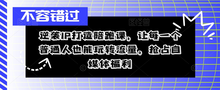 逆袭IP打造陪跑课，让每一个普通人也能玩转流量，抢占自媒体福利-豪讯资源网