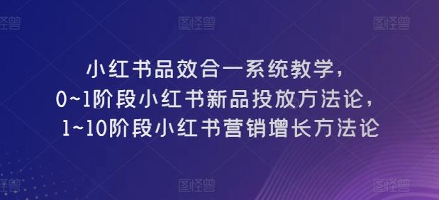 小红书品效合一系统教学，​0~1阶段小红书新品投放方法论，​1~10阶段小红书营销增长方法论-豪讯资源网