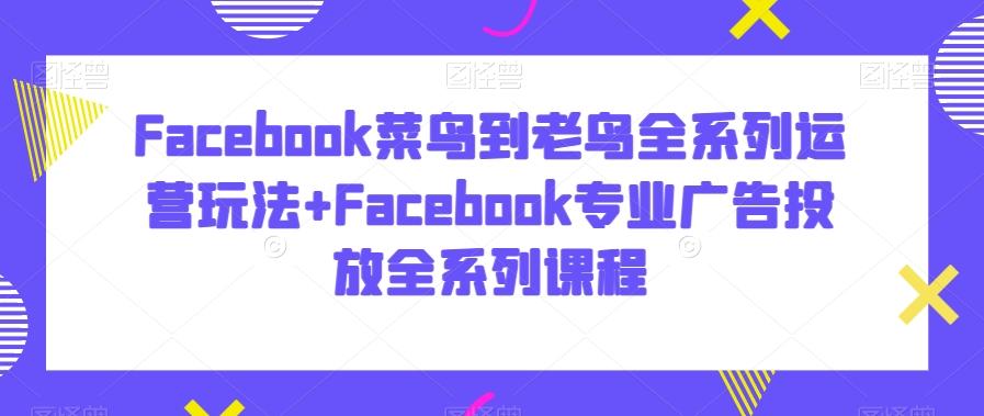 Facebook菜鸟到老鸟全系列运营玩法+Facebook专业广告投放全系列课程-豪讯资源网