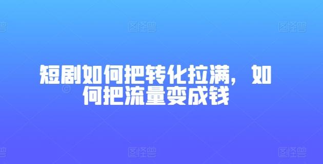 短剧如何把转化拉满，如何把流量变成钱-豪讯资源网