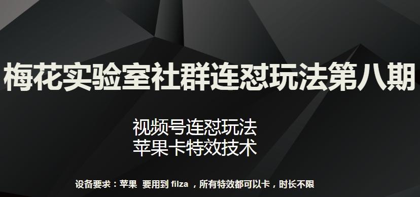 梅花实验室社群连怼玩法第八期，视频号连怼玩法 苹果卡特效技术【揭秘】-豪讯资源网