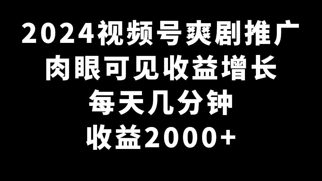2024视频号爽剧推广，肉眼可见的收益增长，每天几分钟收益2000+-豪讯资源网