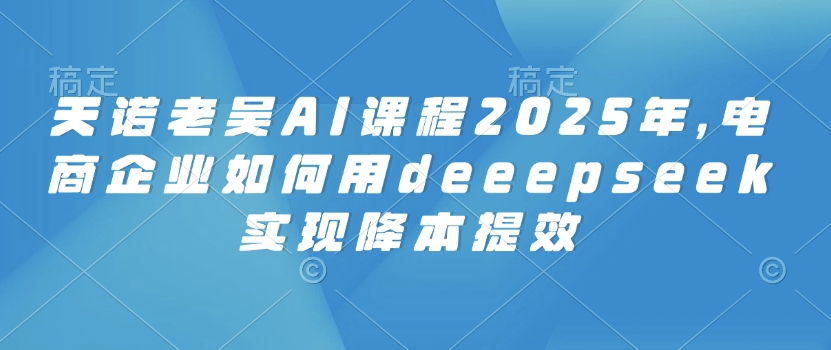 天诺老吴AI课程2025年，电商企业如何用deeepseek实现降本提效-豪讯资源网
