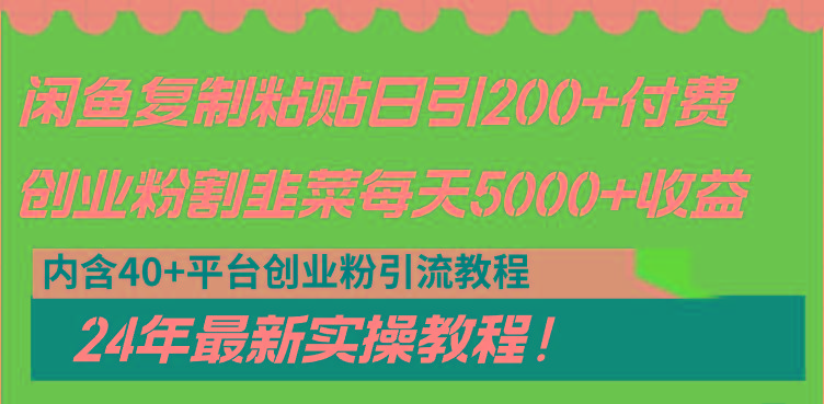 闲鱼复制粘贴日引200+付费创业粉，割韭菜日稳定5000+收益，24年最新教程！-豪讯资源网