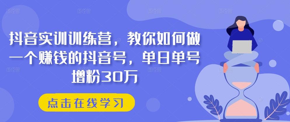 抖音实训训练营，教你如何做一个赚钱的抖音号，单日单号增粉30万-豪讯资源网