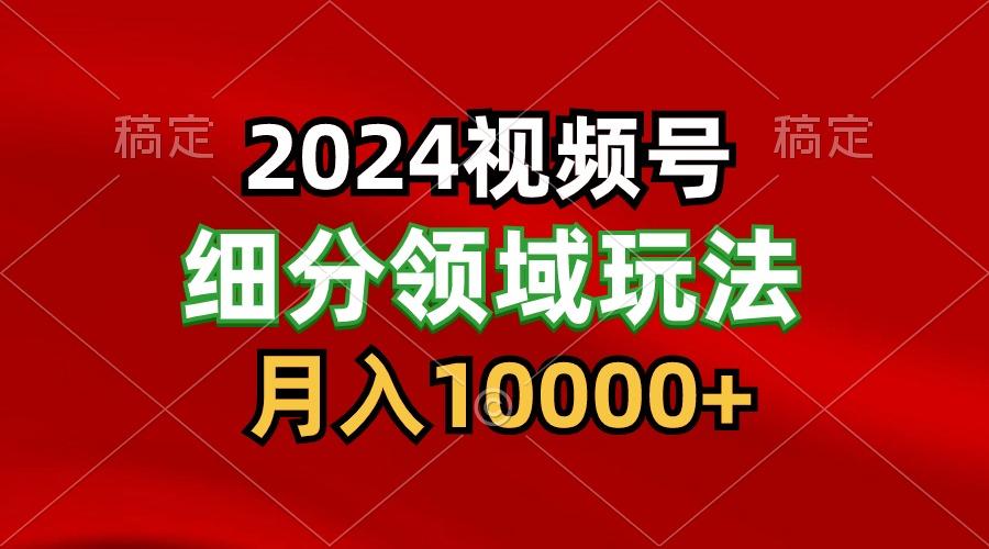 2024视频号分成计划细分领域玩法，每天5分钟，月入1W+-豪讯资源网