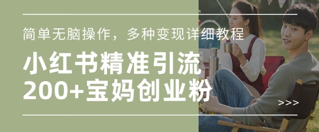 小红书混剪日引200+宝妈创业粉，简单无脑操作，多种变现详细教程-豪讯资源网