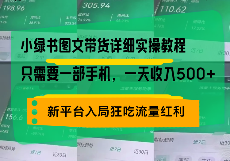 小绿书图文带货详细实操教程，只需要一部手机，一天收入500+，轻松变现-豪讯资源网