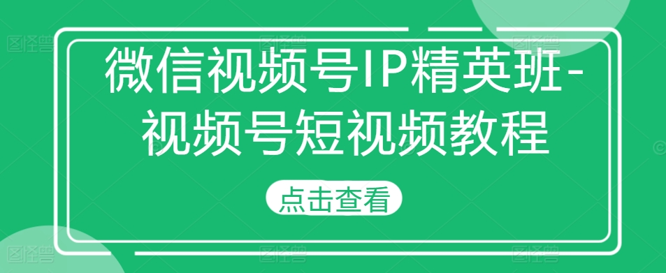微信视频号IP精英班-视频号短视频教程-豪讯资源网