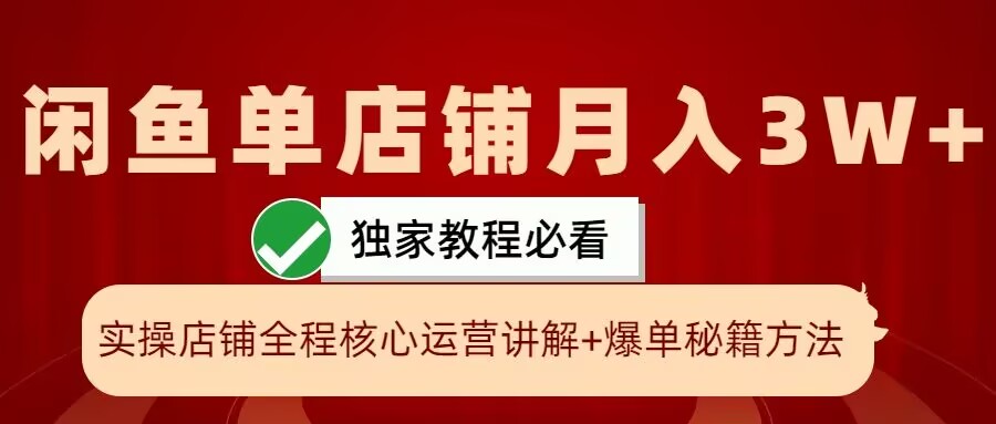 闲鱼单店铺月入3W+实操展示，爆单核心秘籍，一学就会【揭秘】-豪讯资源网