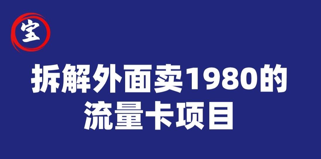 宝哥拆解外面卖1980手机流量卡项目，0成本无脑推广-豪讯资源网