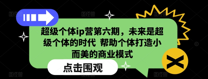 超级个体ip营第六期，未来是超级个体的时代  帮助个体打造小而美的商业模式-豪讯资源网