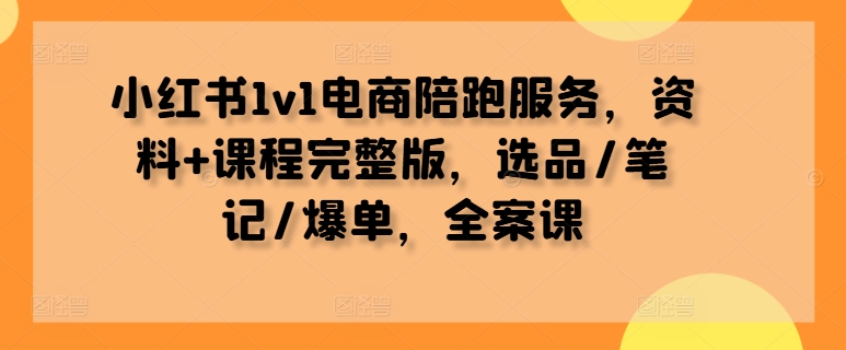 小红书1v1电商陪跑服务，资料+课程完整版，选品/笔记/爆单，全案课-豪讯资源网