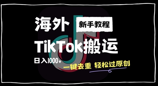 2024最新海外TikTok搬运玩法，一键去重轻松过原创，新手无经验也能日入1k【揭秘】-豪讯资源网