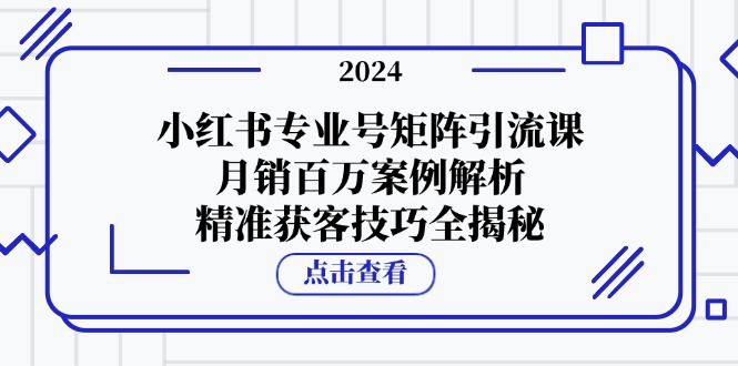 小红书专业号矩阵引流课，月销百万案例解析，精准获客技巧全揭秘-豪讯资源网