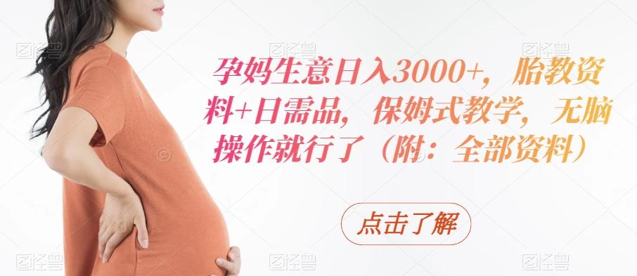 孕妈生意日入3000+，胎教资料+日需品，保姆式教学，无脑操作就行了（附：全部资料）-豪讯资源网
