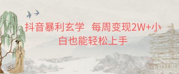 抖音暴利玄学，每周变现2W+小白也能轻松上手-豪讯资源网