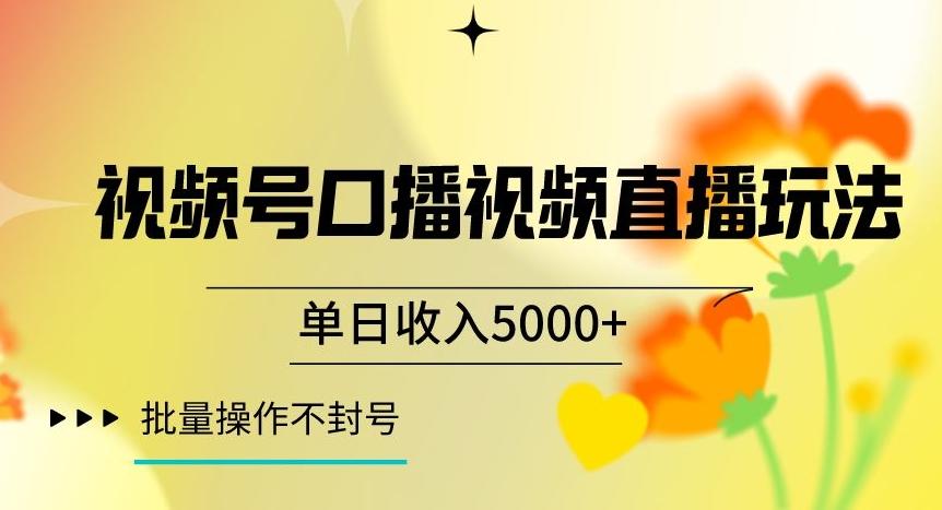 视频号囗播视频直播玩法，单日收入5000+，批量操作不封号【揭秘】-豪讯资源网