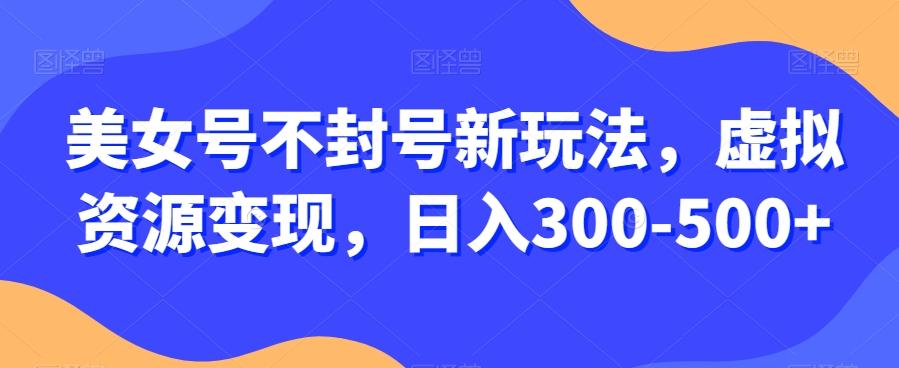 美女号不封号新玩法，虚拟资源变现，日入300-500+-豪讯资源网