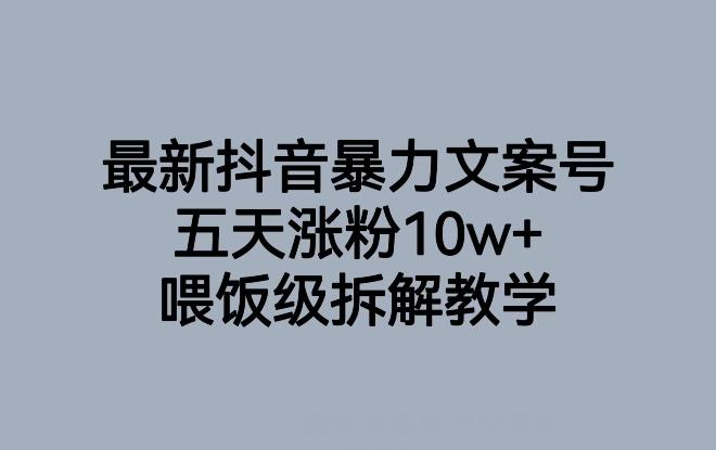 最新抖音暴力文案号，五天涨粉10w+，喂饭级拆解教学-豪讯资源网
