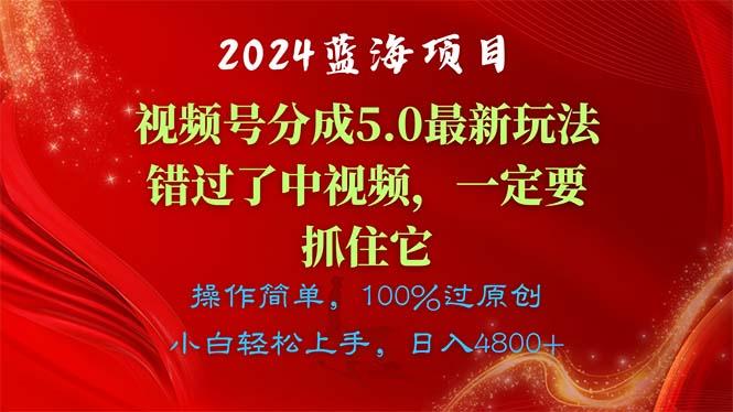 2024蓝海项目，视频号分成计划5.0最新玩法，错过了中视频，一定要抓住...-豪讯资源网