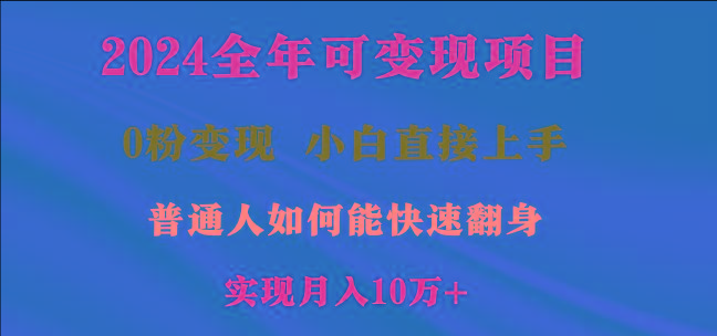 2024全年可变现项目，一天收益至少2000+，小白上手快，普通人就要利用互...-豪讯资源网