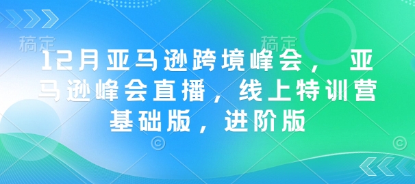 12月亚马逊跨境峰会， 亚马逊峰会直播，线上特训营基础版，进阶版-豪讯资源网