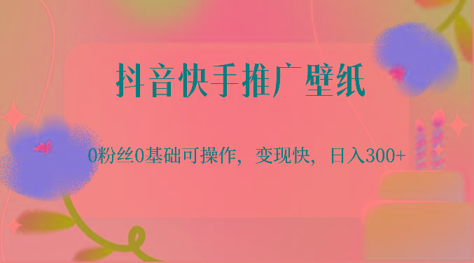 抖音快手推广壁纸，0粉丝0基础可操作，变现快，日入300+-豪讯资源网