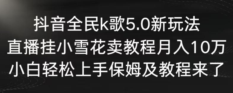 抖音全民k歌5.0新玩法，直播挂小雪花卖教程月入10万，小白轻松上手，保姆及教程来了【揭秘】-豪讯资源网