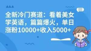 全新冷门赛道：看着美女学英语，篇篇爆火，单日涨粉10000+收入5000+-豪讯资源网