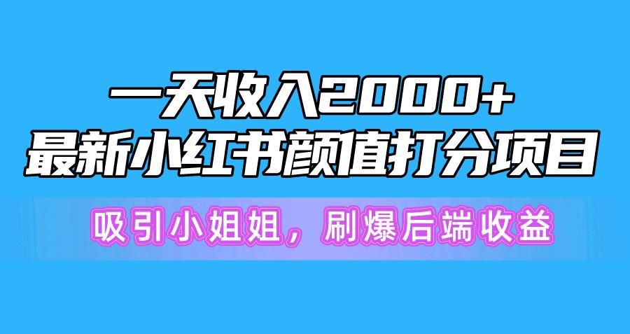 一天收入2000+，最新小红书颜值打分项目，吸引小姐姐，刷爆后端收益-豪讯资源网