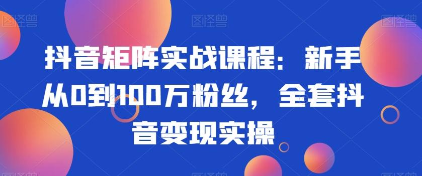 抖音矩阵实战课程：新手从0到100万粉丝，全套抖音变现实操-豪讯资源网