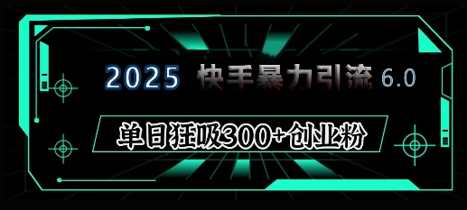 2025年快手6.0保姆级教程震撼来袭，单日狂吸300+精准创业粉-豪讯资源网